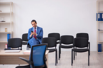 Young businessman making presentation during pandemic
