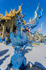 Beautiful of blue temple Wat Rong Sua Ten the amazing temple.
