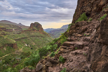 path in the aboriginal fortress of Ansite, Gran Canaria.