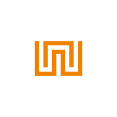 letter nw square geometric maze line logo vector