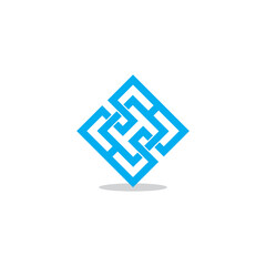 letter h simple geometric overlapping line shadow logo vector