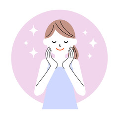 スキンケア 女性 シンプル イラスト素材 / vector eps