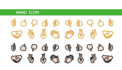 手　アイコン　ハンドジェスチャー　ハンドサイン　アイコンセット