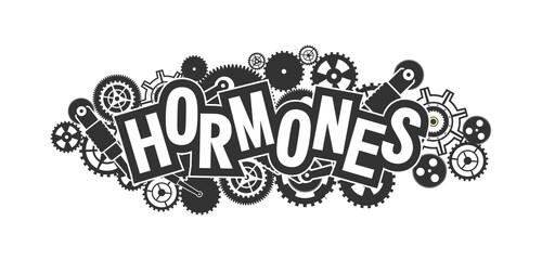 concept mechanism human hormones emblem