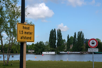 Billboard Keep 1.5 Meter Distance At The Somerlust Park At Amsterdam The Netherlands 25-5-2020