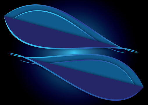 Luminous blue water background with abstract fish shapes. Wallpaper with a dark underwater motif in vector format.