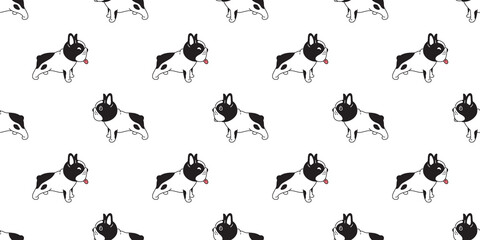 Obraz na płótnie Canvas dog seamless pattern french bulldog smile vector footprint paw cartoon repeat wallpaper tile background scarf isolated illustration doodle design