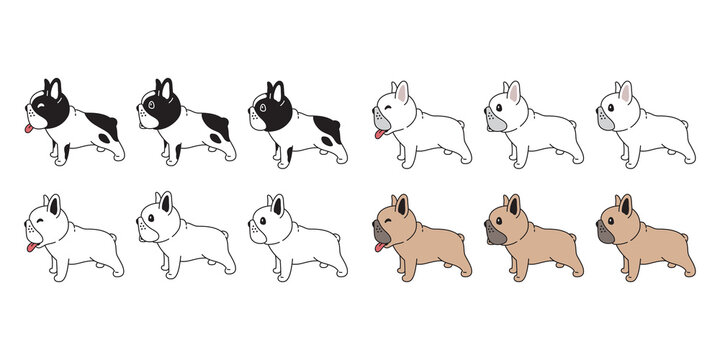dog vector french bulldog icon puppy pet breed paw character cartoon symbol scarf doodle illustration design