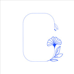 Geometric line vector floral frame.Minimal style. Vector illustration