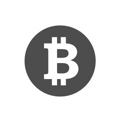 bitcoin silhouette vector icon isolated on white. bitcoin cryptocurrency icon for web, mobile apps, ui design and print