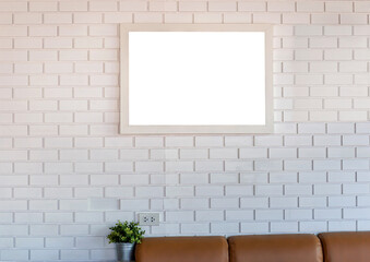 Blank photo frames on the wall for your design, Mockup concepts