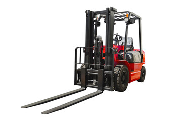 Powerful electric forklift isolated on a white background