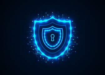 Security technology concept with shield symbol