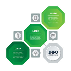 Development and growth of the eco business. Time line of tendencies of 3 parts. Business presentation concept with three options, steps or processes. 3-steps Ecological infographics template. Vector.