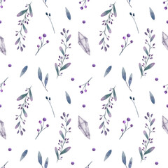 seamless pattern with crystal and floral elements