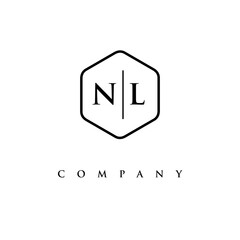 initial NL logo design vector