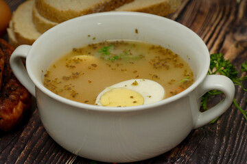 Traditional Zurek with sausage and egg