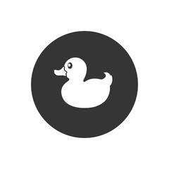 Duck toy white icon. Inflatable rubber duck. Vector illustration, flat design element
