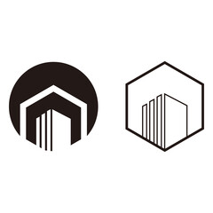 hexagon building set, vector logo design