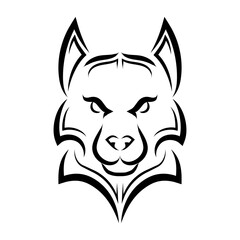 Black and white line art of wolf head. Good use for symbol, mascot, icon, avatar, tattoo, T Shirt design, logo or any design you want.