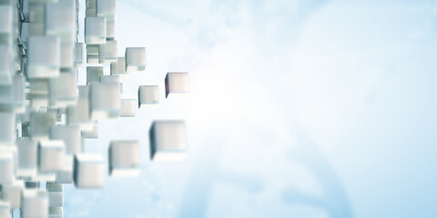 Glowing cubes. Innovation and creativity concept