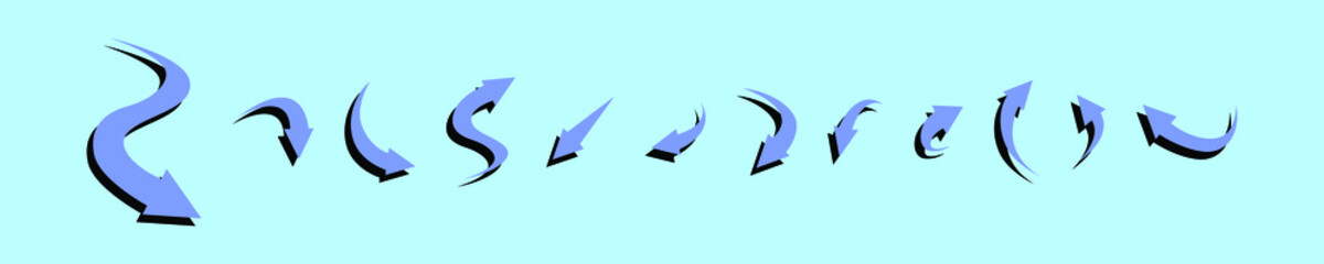 Fototapeta premium set of rounded square arrow cartoon icon design template with various models. vector illustration isolated on blue background