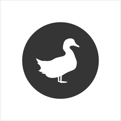 Duck white icon flat style. Vector illustration