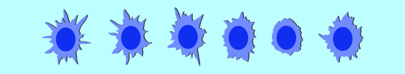 set of bullet cartoon icon design template with various models. vector illustration isolated on blue background