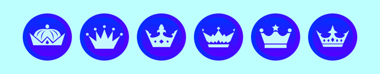set of crown logo cartoon icon design template with various models. vector illustration isolated on blue background