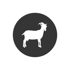 Farm Animals Goat White Icon Vector Illustration