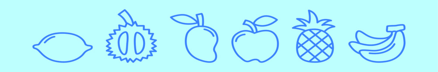 Obraz premium set of fruit cartoon icon design template with various models. vector illustration isolated on blue background