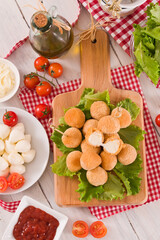 Fried Mozzarella cheese balls.