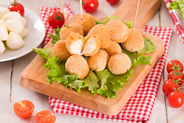 Fried Mozzarella cheese balls.