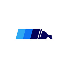 Modern abstract semi truck logo template -  transition blue color 18 wheeler © CreativeMate