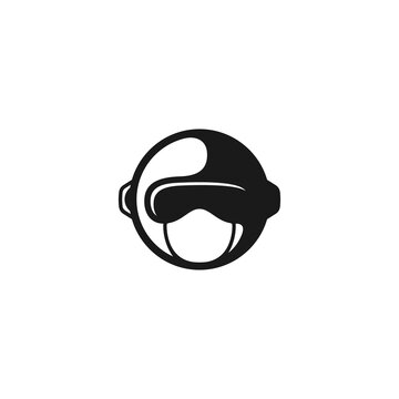 helmet head silhouette logo design vector