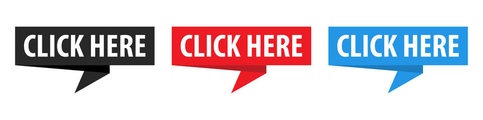 Fototapeta premium Click Here - Origami Speech Bubble. Vector banner. Label set