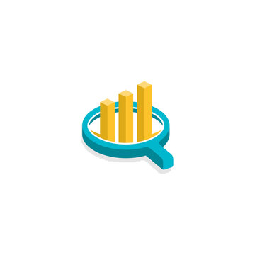 bar chart coming out of the magnifying glass design - creative finance and magnifier logo template vector