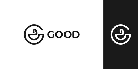 thumb up and a cup in letter G for good coffee - meaningful ideas for a simple line art logo coffee