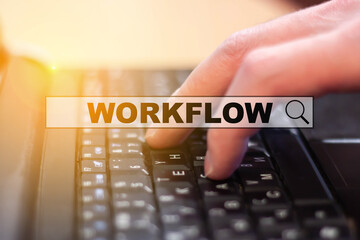 WORKFLOW man studies at his work computer place