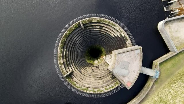 Aerial Drone Fly Over Valley In Stunning Dovestone Reservoir Peak District National Park Greenfield Saddleworth Moor Manchester	