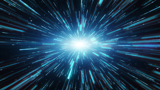 White blue glow light beam ray flare streaks, Futuristic, explosion speed motion, Abstract Background.