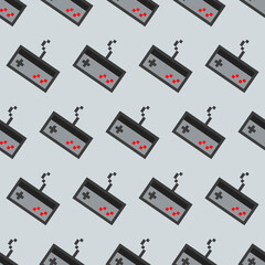 Pixelated Seamless Gamepads Pattern. Vector Pixel Gamepads Pattern. © Crashik