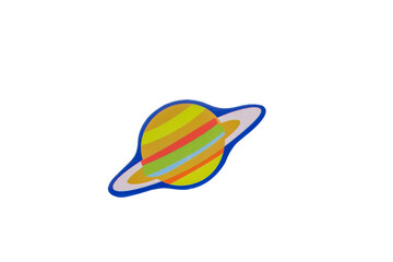 Cardboard planet Saturn on a white background, isolated