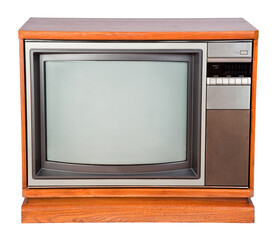 Old Console Television Isolated on a White Background
