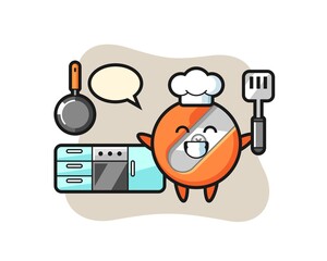 pencil sharpener character illustration as a chef is cooking