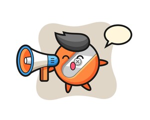 pencil sharpener character illustration holding a megaphone
