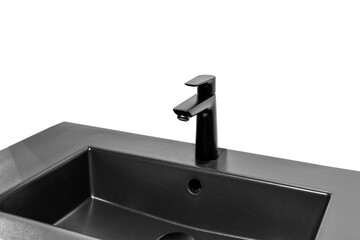 Water tap and sink in the bathroom. The interior of the living quarters.