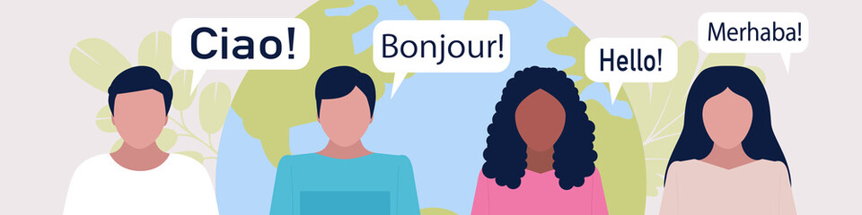 Language courses, multi nationality concept