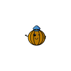 Cute Pumpkin Cartoon Character Vector Illustration Design. Outline, Cute, Funny Style. Recomended For Children Book, Cover Book, And Other.