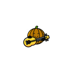 Cute Pumpkin Cartoon Character Vector Illustration Design. Outline, Cute, Funny Style. Recomended For Children Book, Cover Book, And Other.